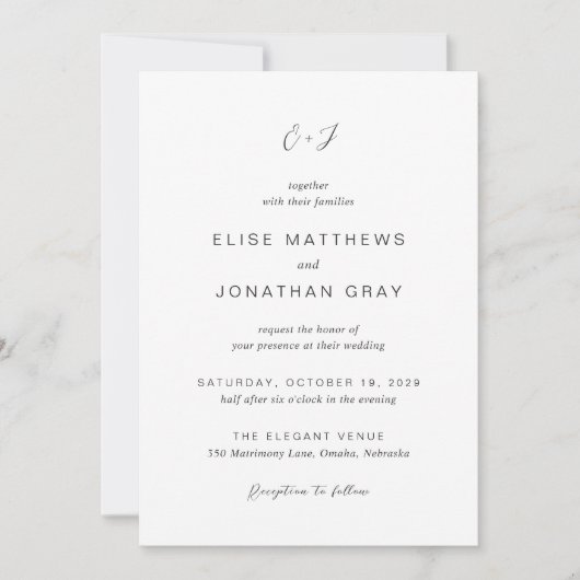 Invitation Elise Elegant Wedding (Devant)