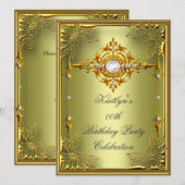 Invitation Elite Avocado Green Gold Anniversaire Party 2 (Devant / Derrière)