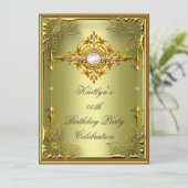 Invitation Elite Avocado Green Gold Anniversaire Party 2 (Debout devant)