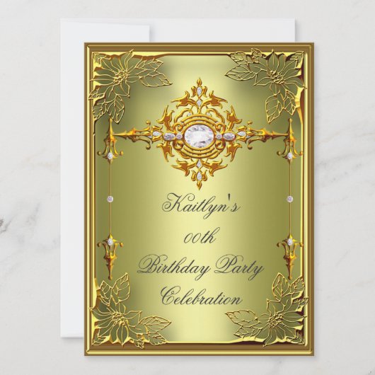 Invitation Elite Avocado Green Gold Anniversaire Party 2 (Devant)