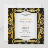 Invitation Elite Deco Golden Black Pearl Blanc fête d'anniver (Devant)