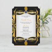 Invitation Élite Deco Perle noire dorée blanche Fête d'annive (Debout devant)