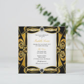 Invitation Élite Deco Perle noire dorée blanche Fête d'annive (Debout devant)
