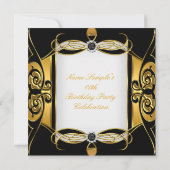 Invitation Élite Deco Perle noire dorée blanche Fête d'annive (Dos)