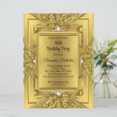 Invitation Elite Diamond Gold Elegant Anniversaire Photo (Debout devant)