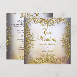 Invitation Élite Élégant Mariage Beige Or