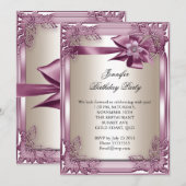 Invitation Elite Elégante fête d'anniversaire Crème rose (Devant / Derrière)
