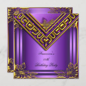 Invitation Elite Élégante fête d'anniversaire Ornate Purple G (Devant / Derrière)