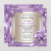 Invitation Elite Élégante fête d'anniversaire pourpre crème B (Devant / Derrière)