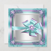 Invitation Elite Elégante fête d'anniversaire Turquoise viole (Dos)