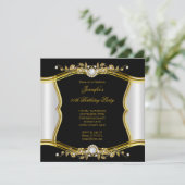 Invitation Elite Gold Black Floral Diamond Party (Debout devant)