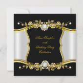 Invitation Elite Gold Black Floral Diamond Party (Dos)