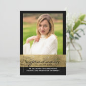 Invitation Elite Gold Foil Coupe Effet Photo Graduation (Debout devant)