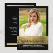 Invitation Elite Gold Foil Coupe Effet Photo Graduation (Devant / Derrière)