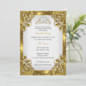 Invitation Elite Golden White Pearl Lace Tiara fête d'anniver (Debout devant)