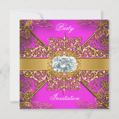 Invitation Elite Hot rose or Damask Anniversaire Party (Devant)