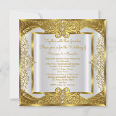 Invitation Elite Mariage Or perles blanches Cadres dorés (Dos)