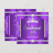 Invitation Elite Purple dentelle Princesse Sweet 16 Partie Di (Devant / Derrière)