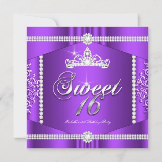 Invitation Elite Purple dentelle Princesse Sweet 16 Partie Di (Devant)