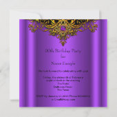 Invitation Elite Purple Gold Lace Élégante fête d'anniversair (Dos)