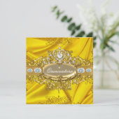 Invitation Elite Quinceanera Jaune Soie Jaune Soie Silver Gol (Debout devant)
