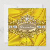Invitation Elite Quinceanera Jaune Soie Jaune Soie Silver Gol (Devant)