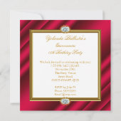 Invitation Elite Quinceanera Riche Rouge Or Damask 15ème Part (Dos)