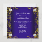 Invitation Elite Quinceanera Royal Blue Gold Damask 15e (Dos)