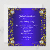 Invitation Elite Quinceanera Royal Blue Gold Damask 15e 2 (Dos)