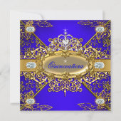 Invitation Elite Quinceanera Royal Blue Gold Damask 15e 2 (Devant)