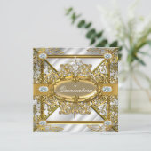 Invitation Elite Quinceanera Silver Gold Damask 15e anniversa (Debout devant)