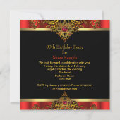 Invitation Elite Regal Red Gold Black Élégante fête d'anniver (Dos)