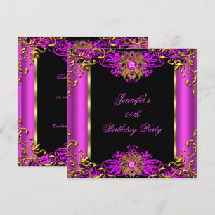 Invitation Élite Rose Foncé Or Noir Fête d'Anniversaire 2