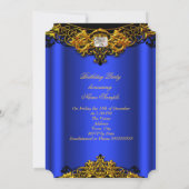 Invitation Elite Royal Blue Black Lace Gold fête d'anniversai (Dos)