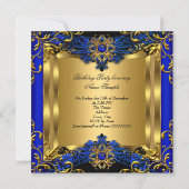 Invitation Elite Royal Blue Gem Gold Black Anniversaire Party (Dos)