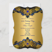 Invitation Elite Royal Blue Gem Gold Black fête d'anniversair (Dos)