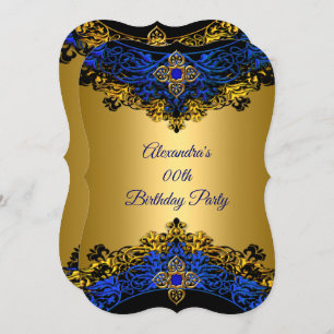 Invitation Elite Royal Blue Gem Gold Black fête d'anniversair