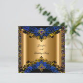 Invitation Elite Royal Blue Gold Black fête d'anniversaire (Debout devant)