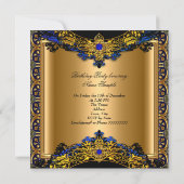 Invitation Elite Royal Blue Gold Black fête d'anniversaire (Dos)