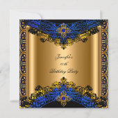 Invitation Elite Royal Blue Gold Black fête d'anniversaire (Devant)