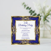 Invitation Elite Royal Blue Gold Pearl Photo 30e anniversaire (Debout devant)