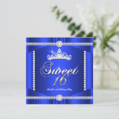 Invitation Elite Royal Blue Princess Sweet 16 Party Diamond (Debout devant)