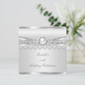Invitation Elite Silver White Pearl dentelle florale Annivers (Debout devant)