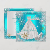 Invitation Élite Sweet 16 Seize Douces Chaudes Sarcelle Blanc (Devant / Derrière)