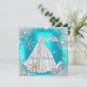 Invitation Elite Sweet 16 Sweet sixteen Hot Turquoise Or blan (Debout devant)