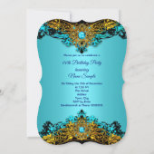 Invitation Elite Turquoise Blue Pearl Or Black fête d'anniver (Dos)