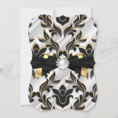 Invitation Elite White Pearl Gold Black Damask Party Invitati (Dos)