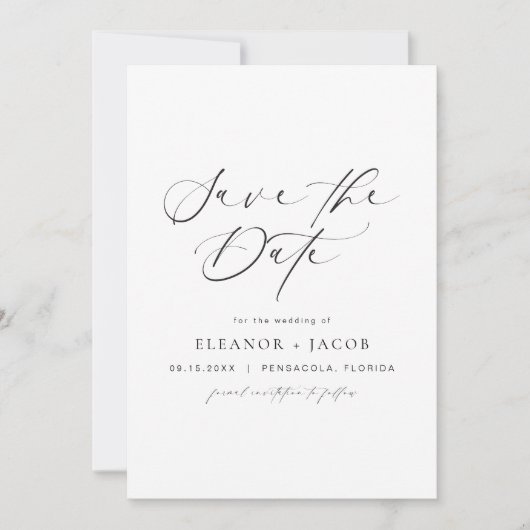 Invitation ELLA Elegant Minimalist Script Photo Enregistrer l (Devant)