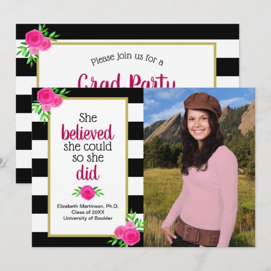 Invitation Elle a cru qu'elle pourrait photo de fête de (Devant / Derrière)