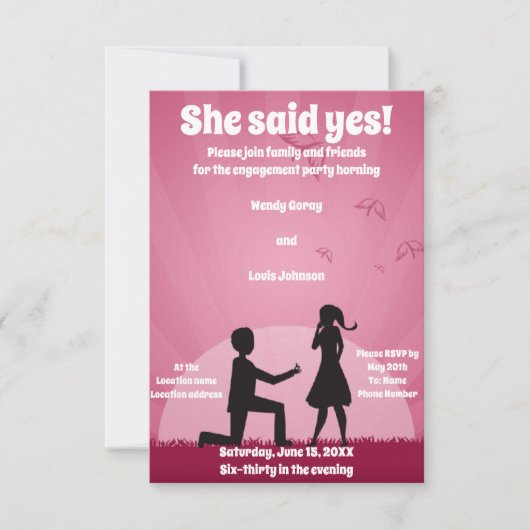 Invitation Elle a dit oui ! (Devant)